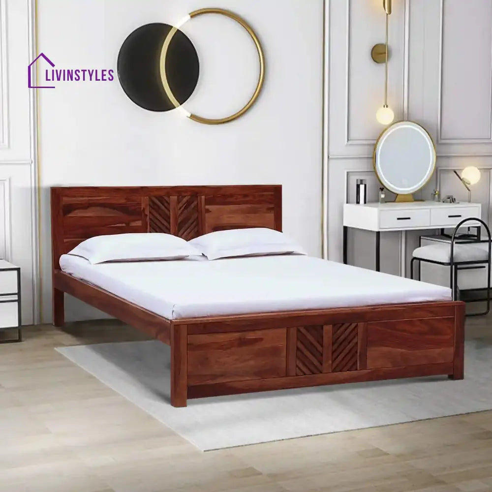 Elista Solid Sheesham Wood Beds Queen / Honey Bed without storage