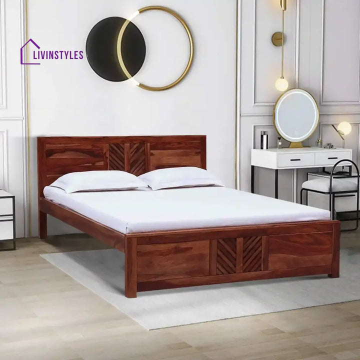 Elista Solid Sheesham Wood Beds Queen / Honey Bed without storage