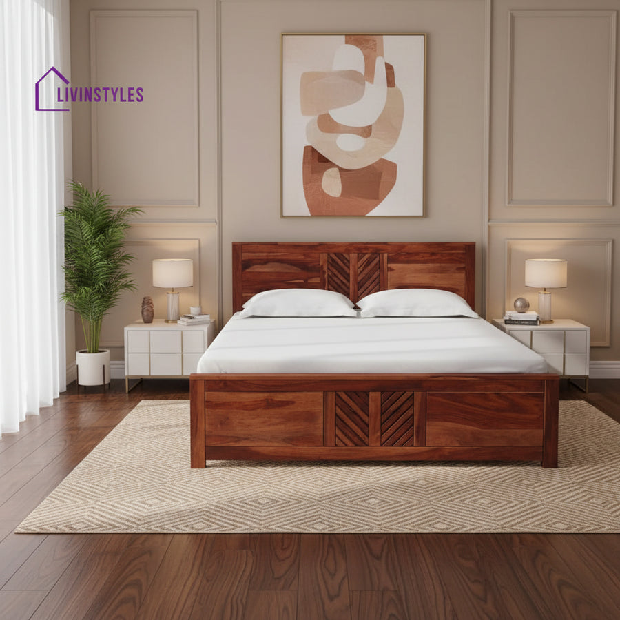 Elista Solid Sheesham Wood Beds Queen / Honey Bed without storage