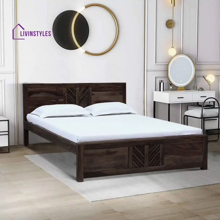 Elista Solid Sheesham Wood Beds Queen / Walnut Bed without storage