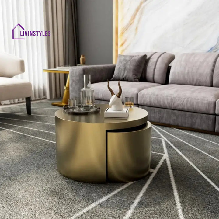 Gauri Stainless Steel Coffee Table Set of 2 for Living Room | Nesting Table