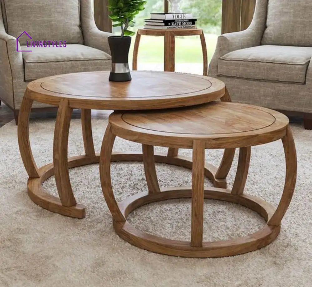 Gauri Wooden Nesting Centre Tables | Wooden Coffee Table for Living Room Coffee Table