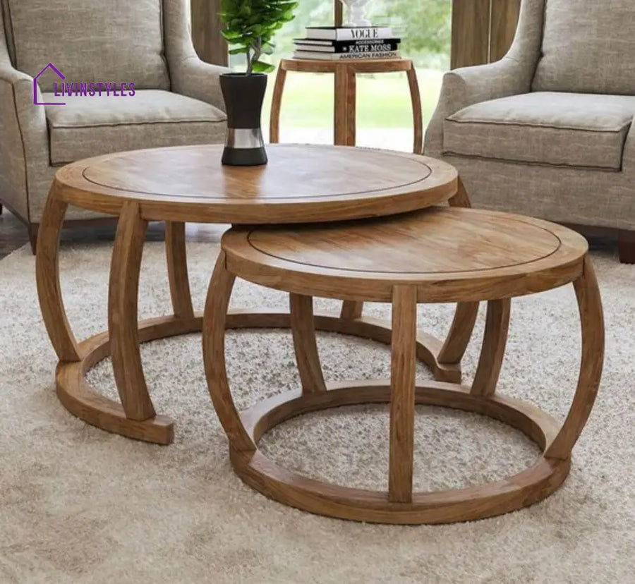 Gauri Wooden Nesting Centre Tables | Wooden Coffee Table for Living Room Coffee Table