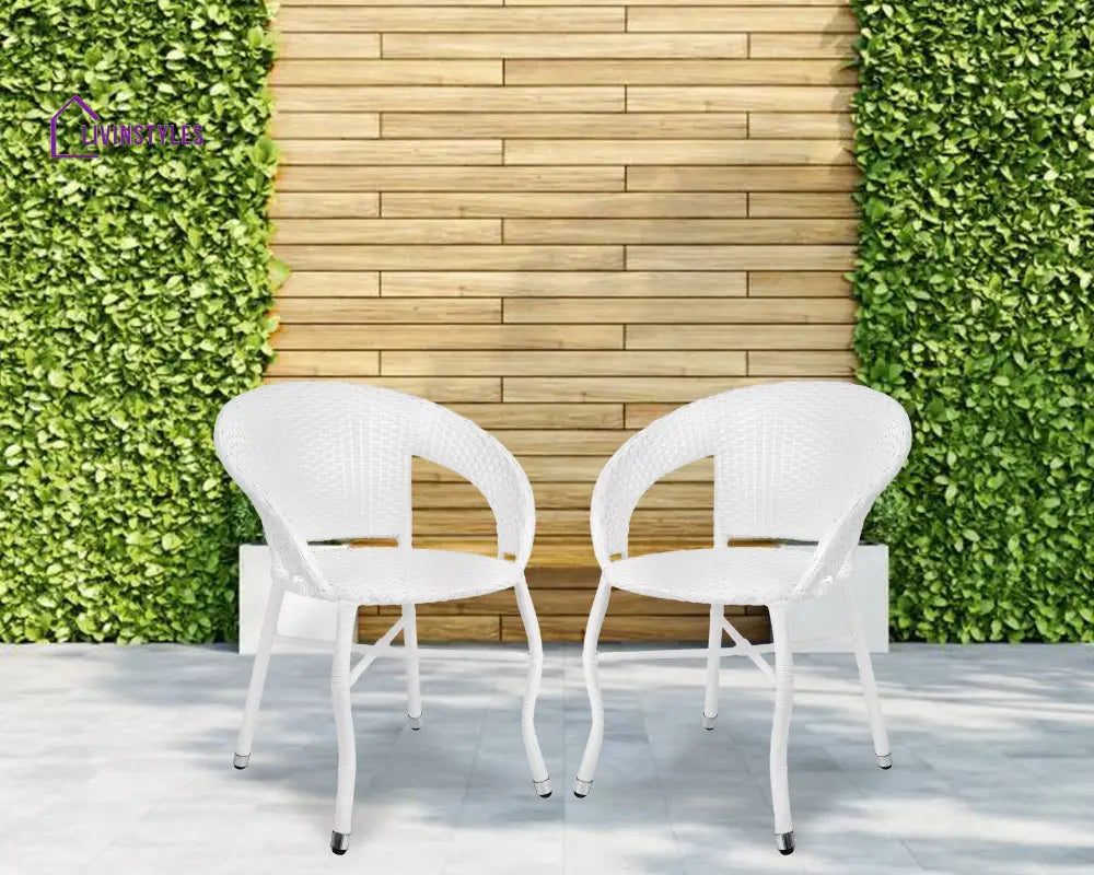 Gaya Outdoor Patio Seating Set 2 Chairs Set (White) - Coffee Table Sets