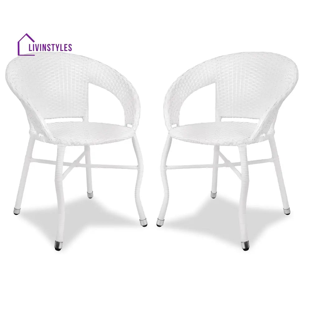 Gaya Outdoor Patio Seating Set 2 Chairs Set (White) - Coffee Table Sets
