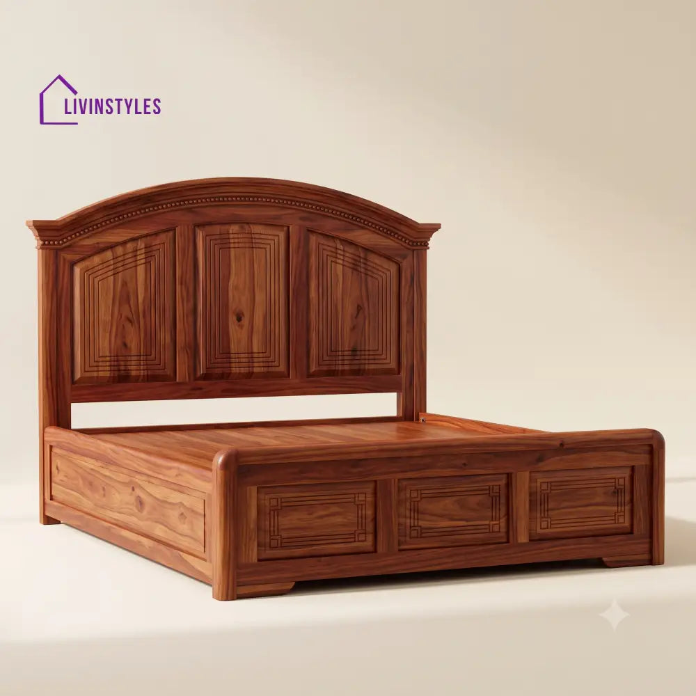 Gayathri Devi Sheesham Wood Bed With Box Storage | Wooden Bed