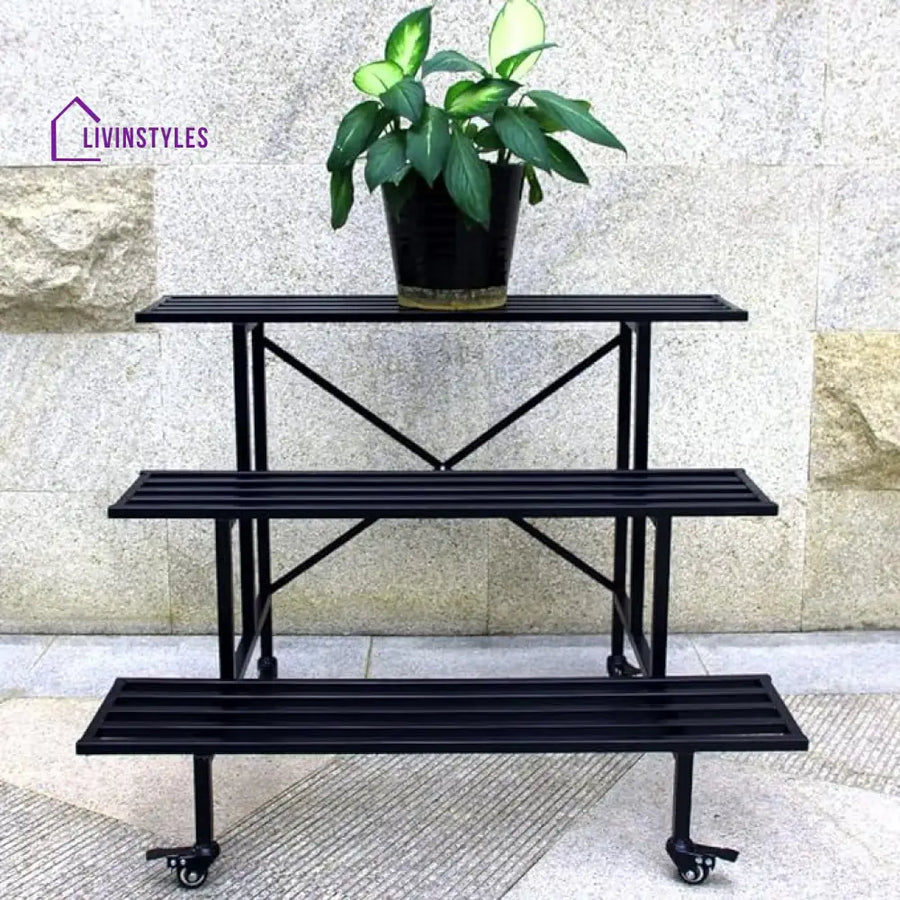 Gayathri Metal Black Plant Stand For Balcony