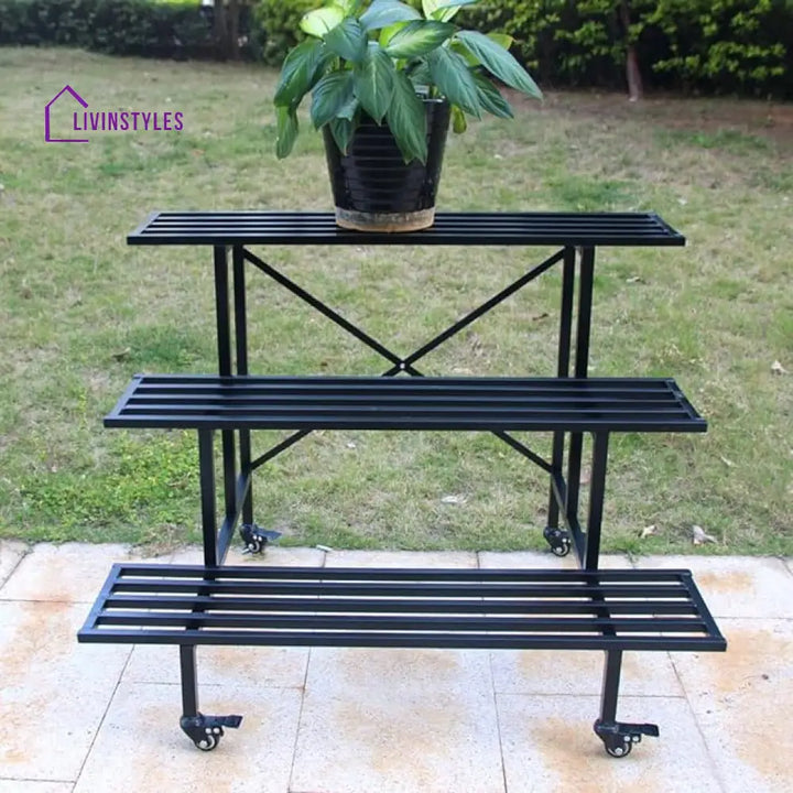 Gayathri Metal Black Plant Stand For Balcony