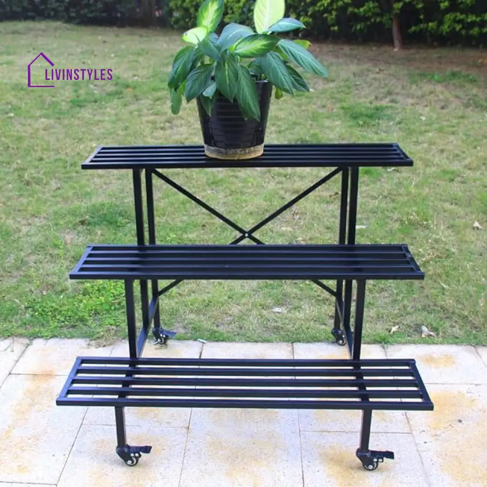 Gayathri Metal Black Plant Stand For Balcony