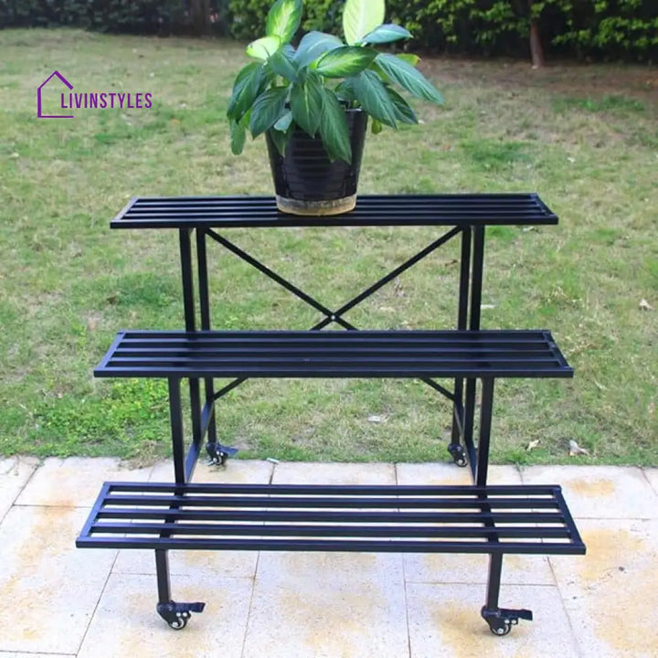 Gayathri Metal Black Plant Stand For Balcony