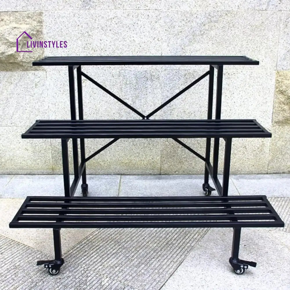 Gayathri Metal Black Plant Stand For Balcony