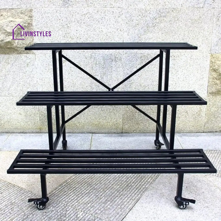 Gayathri Metal Black Plant Stand For Balcony