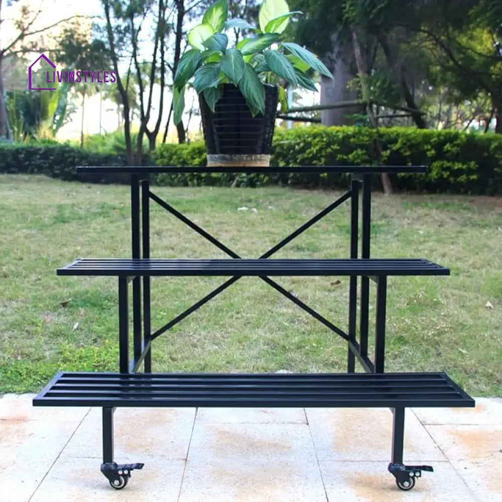 Gayathri Metal Black Plant Stand For Balcony