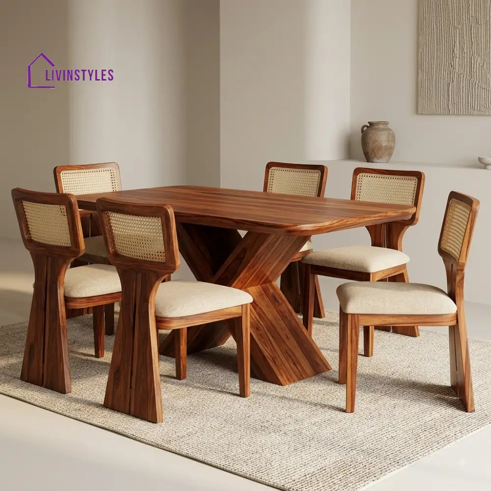 Gayathri Premium Wooden 6 Seater Dining Table Set
