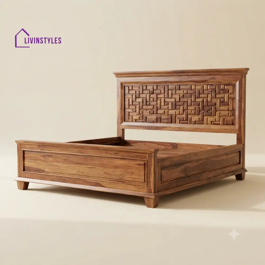 Gayathri Sheesham Wood Bed With Box Storage | Wooden Bed