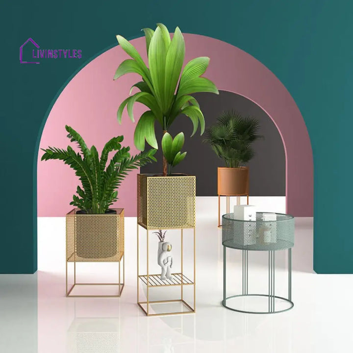 Gayatri Metal Plant Stand For Balcony - Set Of 2