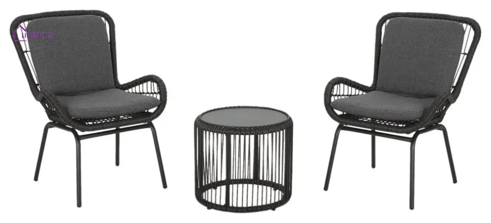 Geeks Outdoor Patio Seating Set 2 Chairs and 1 Table Set (Black) - Coffee Table Sets