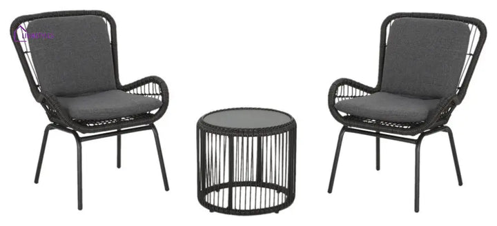 Geeks Outdoor Patio Seating Set 2 Chairs and 1 Table Set (Black) - Coffee Table Sets