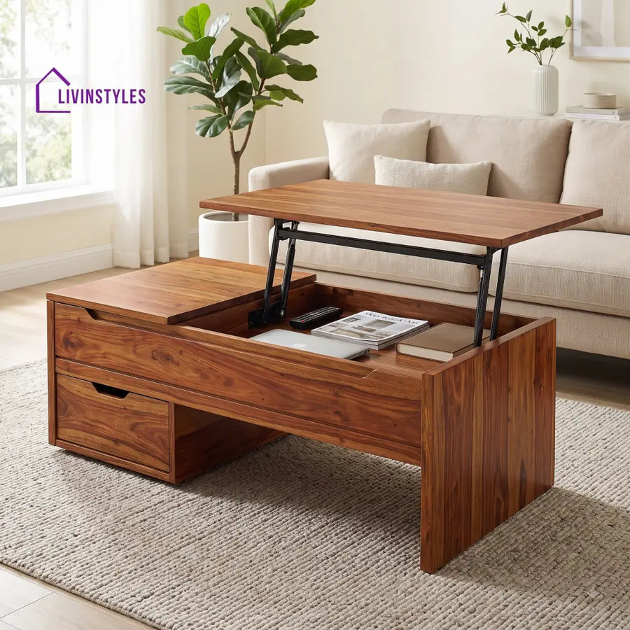 Geetha Sheesham Wood Lift Top Coffee Table for Living Room