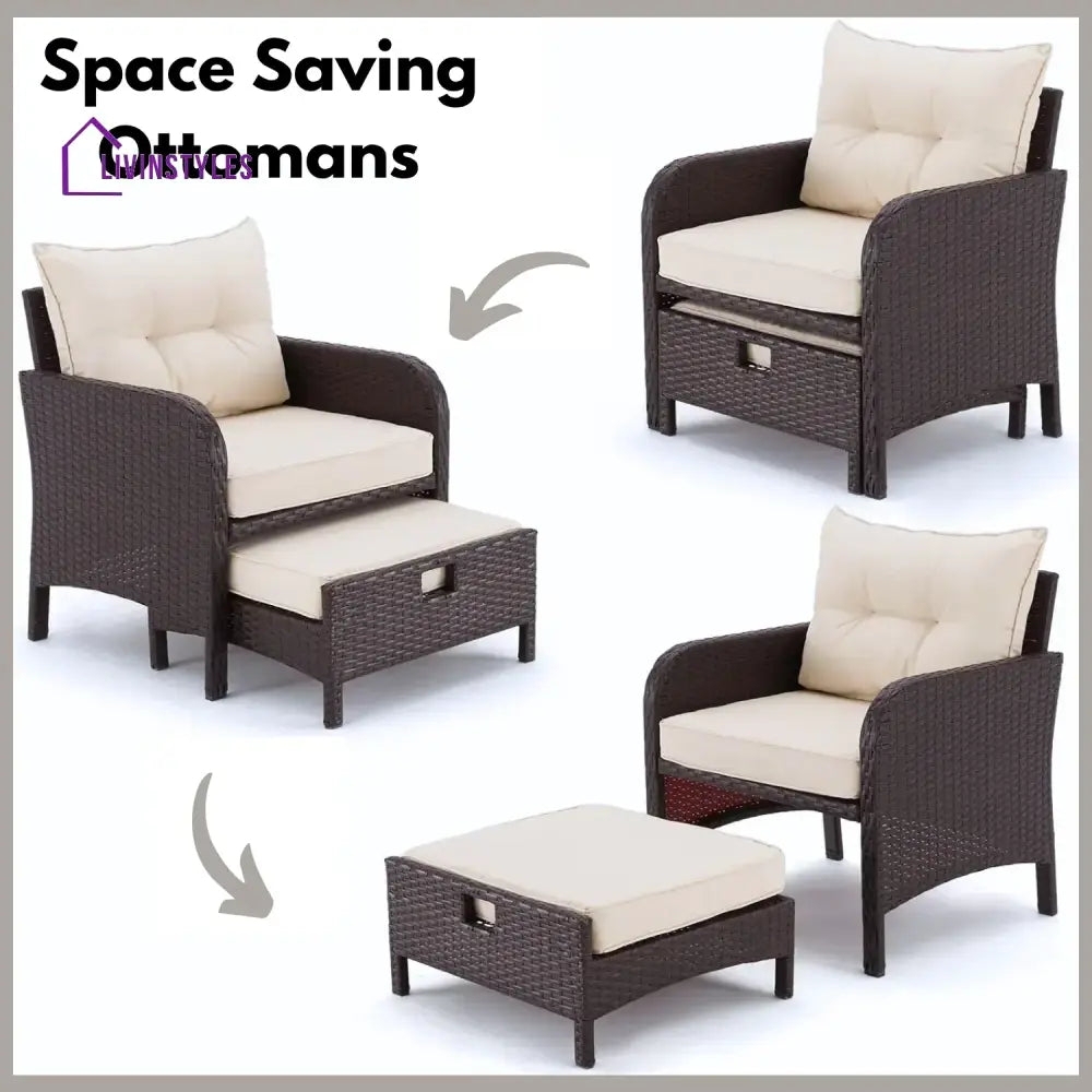 Geetika Outdoor 5 Piece Patio Wicker Furniture Set - Patio Sofa Set