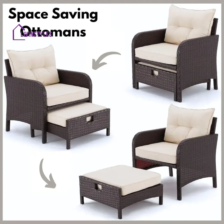 Geetika Outdoor 5 Piece Patio Wicker Furniture Set - Patio Sofa Set