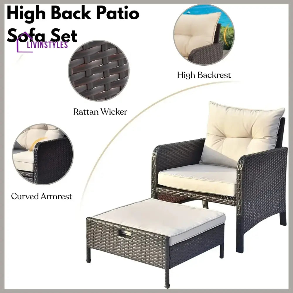 Geetika Outdoor 5 Piece Patio Wicker Furniture Set - Patio Sofa Set