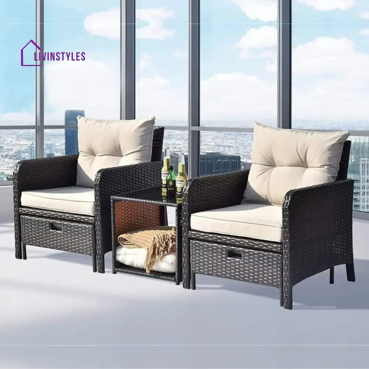 Geetika Outdoor 5 Piece Patio Wicker Furniture Set - Patio Sofa Set