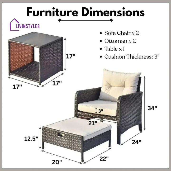 Geetika Outdoor 5 Piece Patio Wicker Furniture Set - Patio Sofa Set