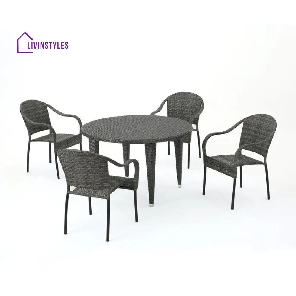 Gelli Outdoor Garden Patio Dining Set 4 Chairs and 1 Table (Gray) - Dining sets