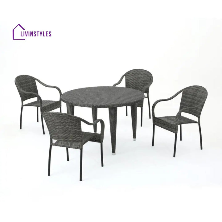 Gelli Outdoor Garden Patio Dining Set 4 Chairs and 1 Table (Gray) - Dining sets