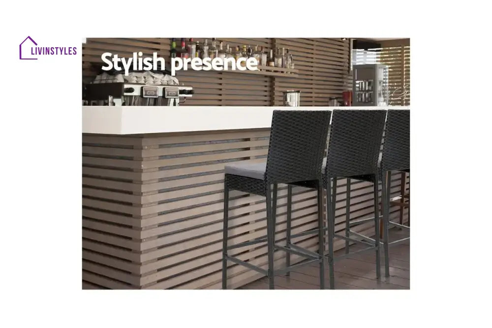 Gelt Outdoor Patio Bar Chair 4 Chairs For Balcony (Black) - Bar Sets