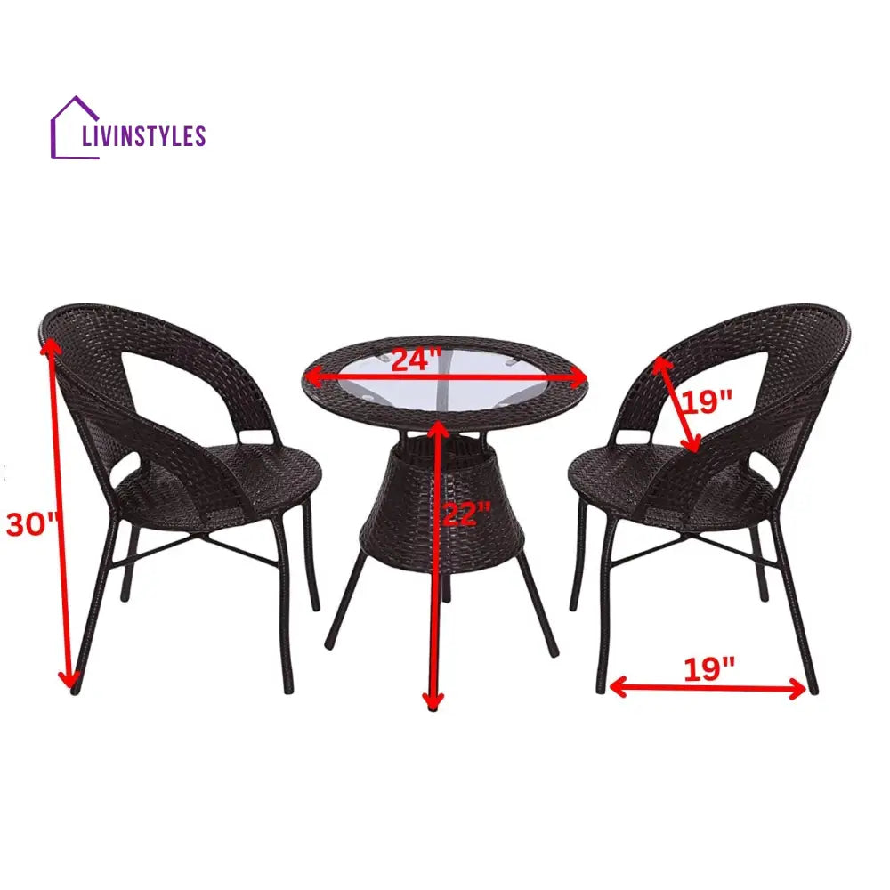 Gem Outdoor Patio Seating Set 2 Chairs and 1 Table Set (Brown) - Coffee Table Sets