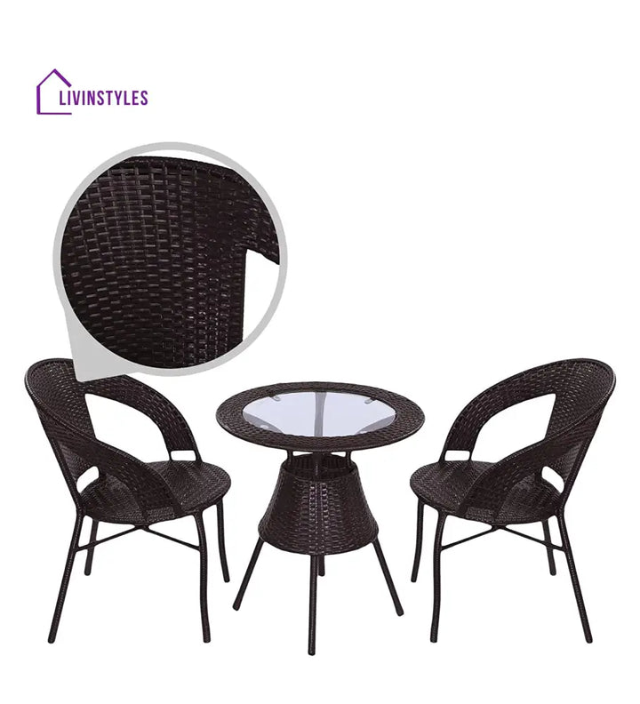 Gem Outdoor Patio Seating Set 2 Chairs and 1 Table Set (Brown) - Coffee Table Sets