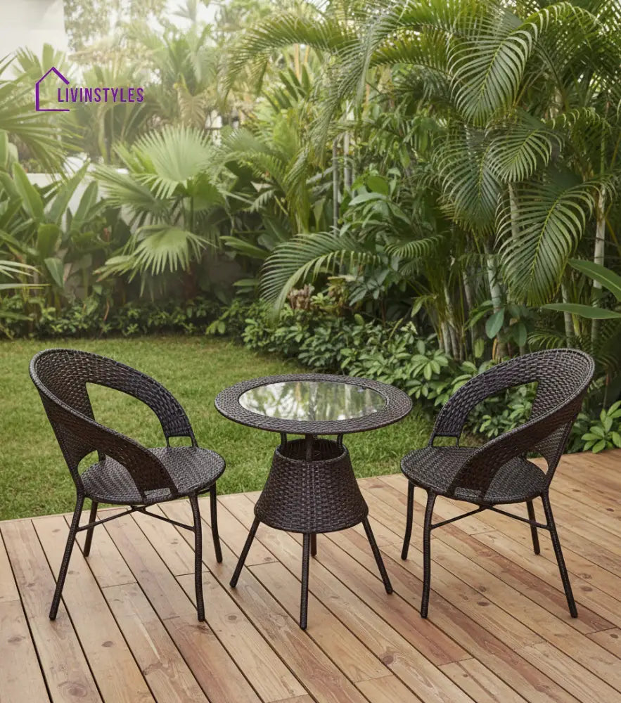 Gem Outdoor Patio Seating Set 2 Chairs and 1 Table Set (Brown) - Coffee Table Sets