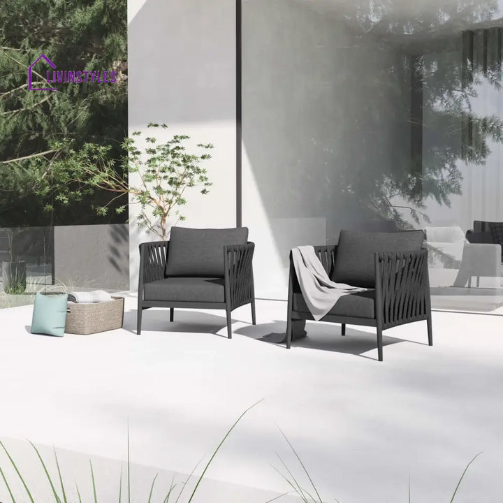 Gene Outdoor Garden Balcony Sofa Set 2 Single seater Set (Dark Grey) - Sofa Sets