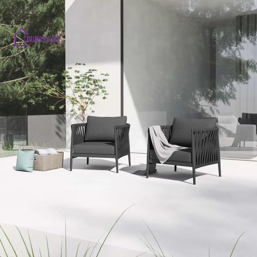 Gene Outdoor Garden Balcony Sofa Set 2 Single seater Set (Dark Grey) - Sofa Sets