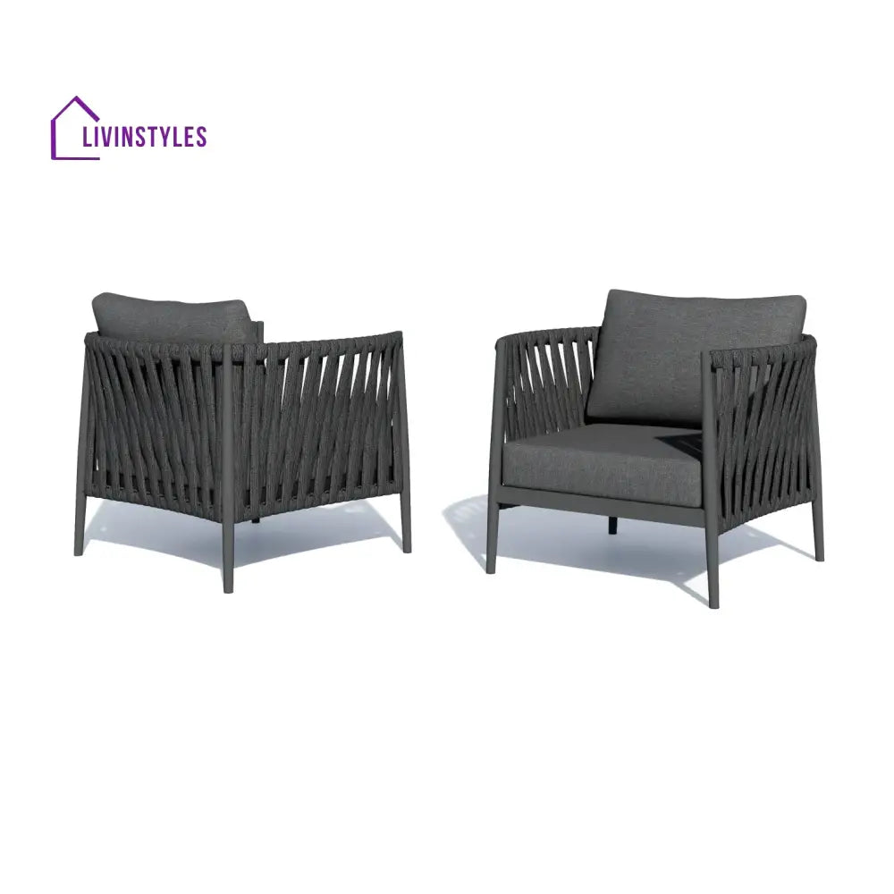 Gene Outdoor Garden Balcony Sofa Set 2 Single seater Set (Dark Grey) - Sofa Sets