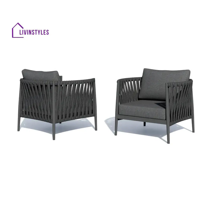 Gene Outdoor Garden Balcony Sofa Set 2 Single seater Set (Dark Grey) - Sofa Sets