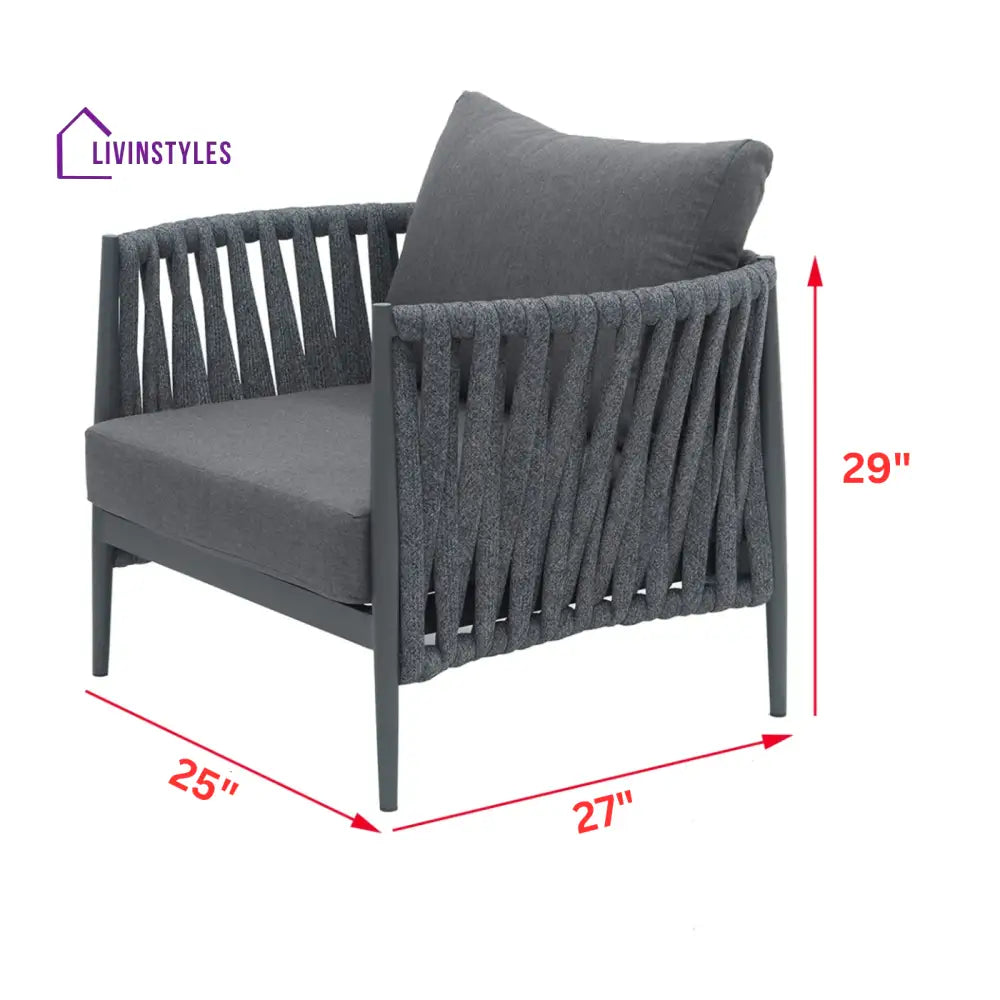 Gene Outdoor Garden Balcony Sofa Set 2 Single seater Set (Dark Grey) - Sofa Sets