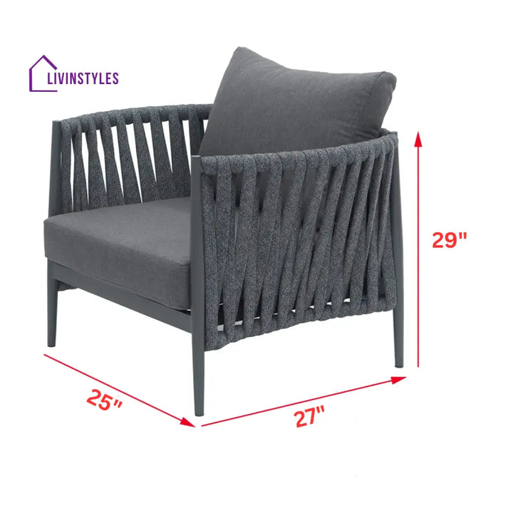 Gene Outdoor Garden Balcony Sofa Set 2 Single seater Set (Dark Grey) - Sofa Sets