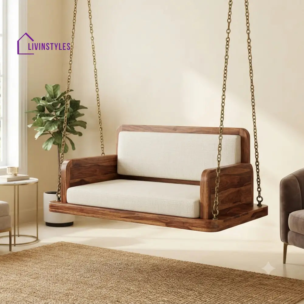 Geneviève 2 Seater Wooden Swing for Home | Wooden Jhula for home