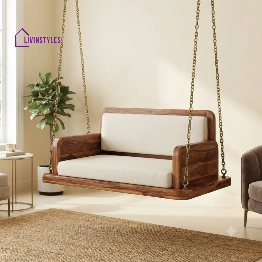 Geneviève 2 Seater Wooden Swing for Home | Wooden Jhula for home