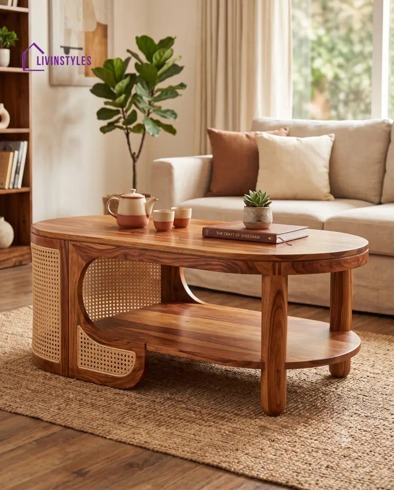 Geneviève Wooden Coffee Table for Living Room | Tea Table | Teapoy | Center table