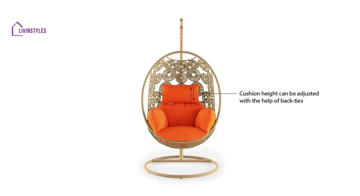 Genovese Single Seater Hanging Swing With Stand For Balcony Garden Swing (Cream) - Swings