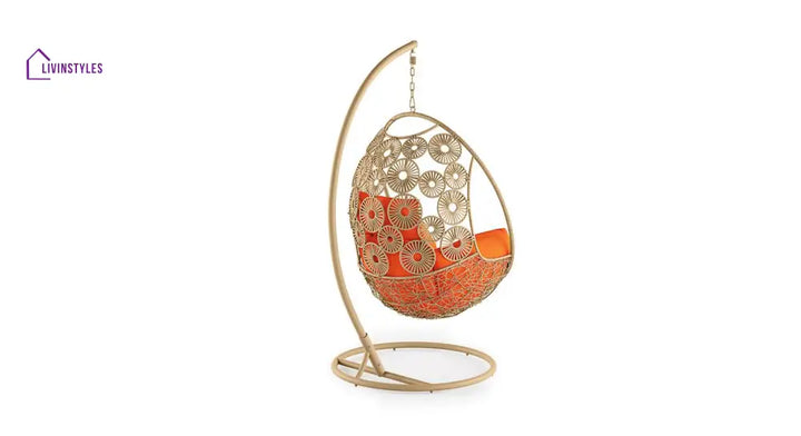 Genovese Single Seater Hanging Swing With Stand For Balcony Garden Swing (Cream) - Swings