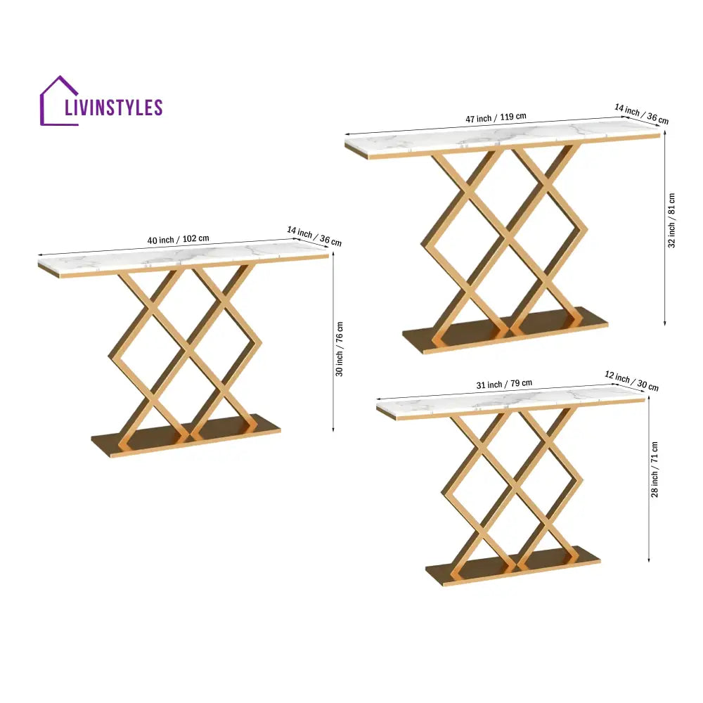 Geometric Criss Cross Pattern Contemporary Console Table Table