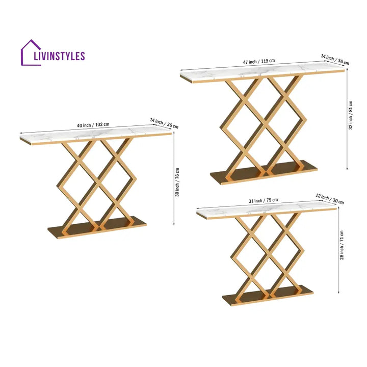 Geometric Criss Cross Pattern Contemporary Console Table Table