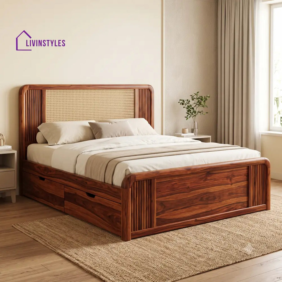Georges Premium Wooden Bed with Drawer Storage | King Size Bed & Queen Size Bed Online