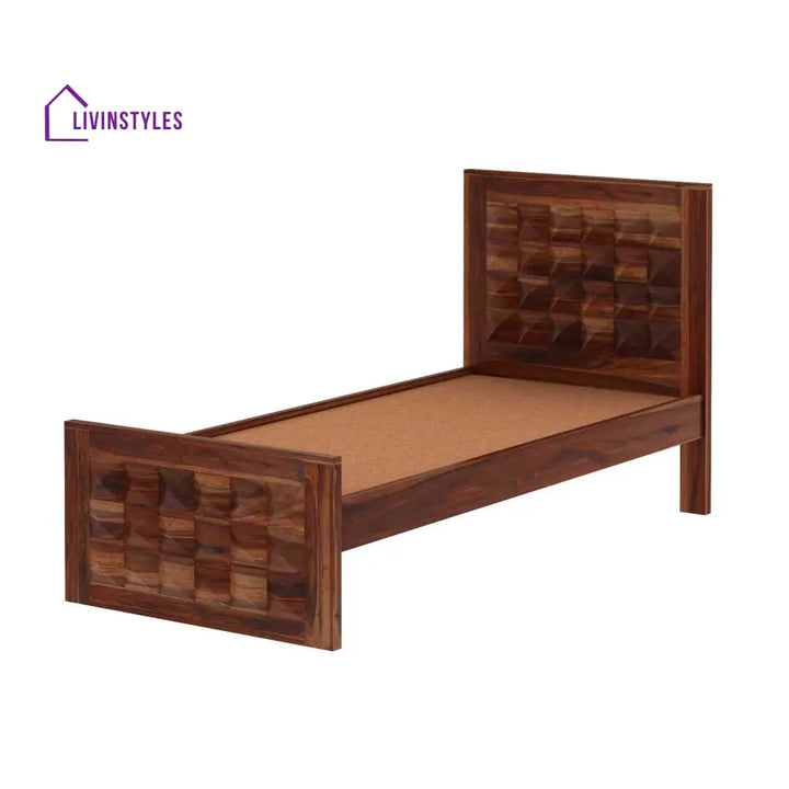 Georgina Solid Sheesham Wood Single Bed Without Storage (Natural Finish) Bed