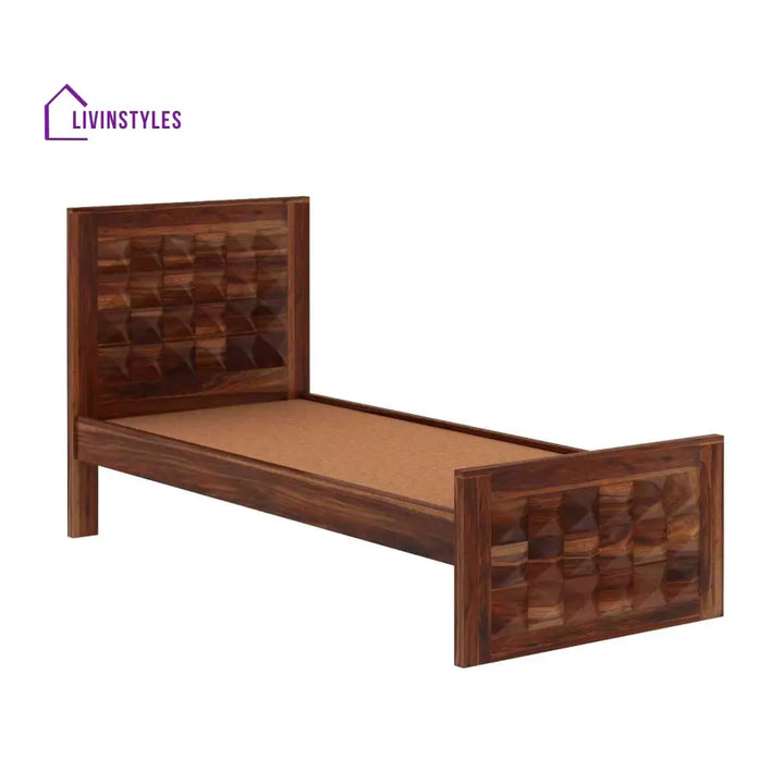 Georgina Solid Sheesham Wood Single Bed Without Storage (Natural Finish) Bed